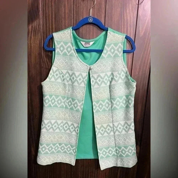 Vintage 70s Mint Montgomery Ward Polyester Vest-Size:16-Cottage Core/Granny - Picture 2 of 7